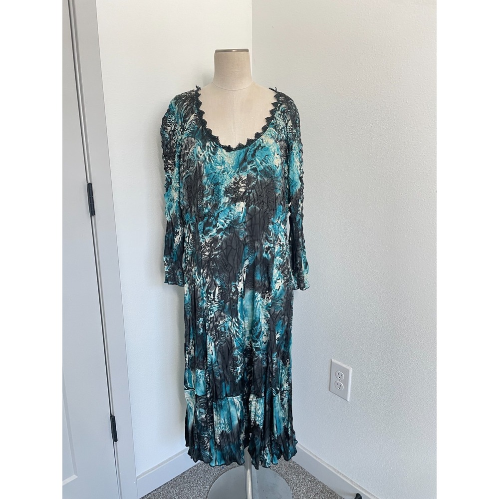 Vintage Alberto Makali Y2K Dress XL Fairy Whimsigoth Dark Romantic Maxi Pleated